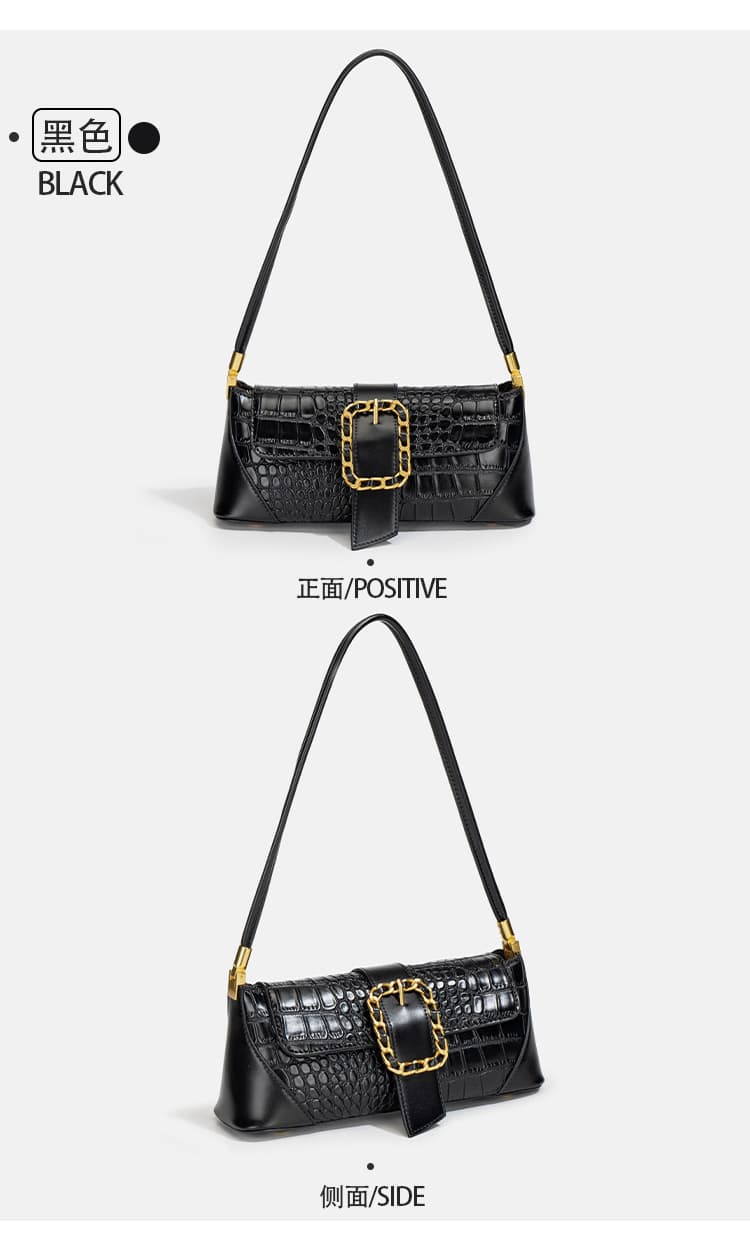 Patchwork Shoulder Bag - Crocodile Embossed