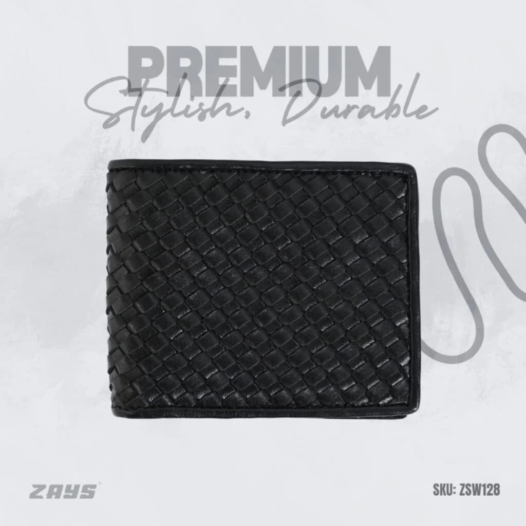 Zays Handcrafted Real Patti Design Premium Genuine Leather Bifold Short Wallet (ZSW129-Black)