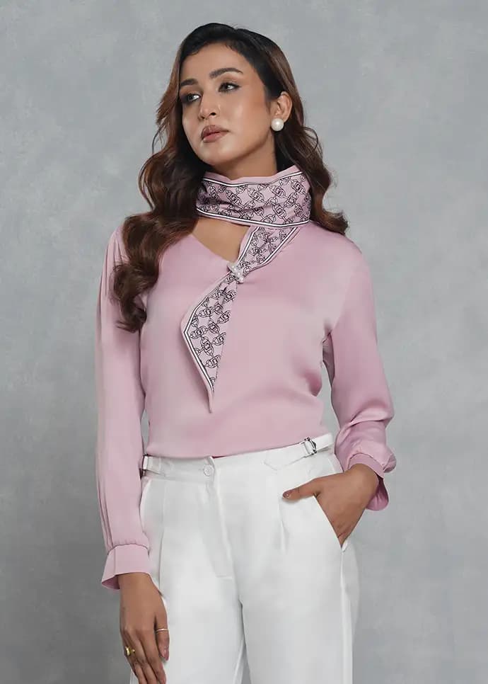Blush Pink Pearl Tie-neck