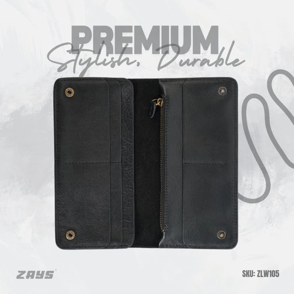 Zays Handcrafted Full-Grain Leather Long Wallet