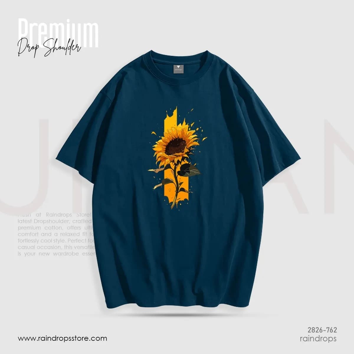 Drop Shoulder Design Sunflower